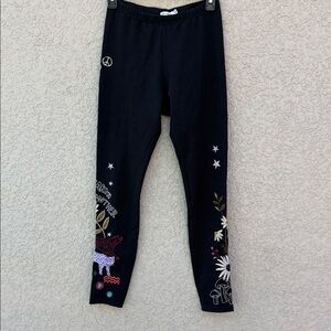 Women's Black Embroidered Leggings